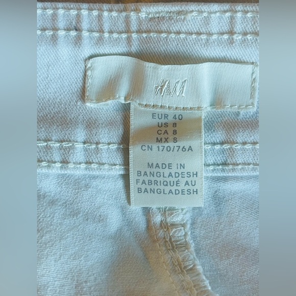 H&M wide leg raw hem white jeans women’s size 8 - Picture 7 of 8